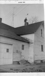 George Behselich working on the chimney. 1961